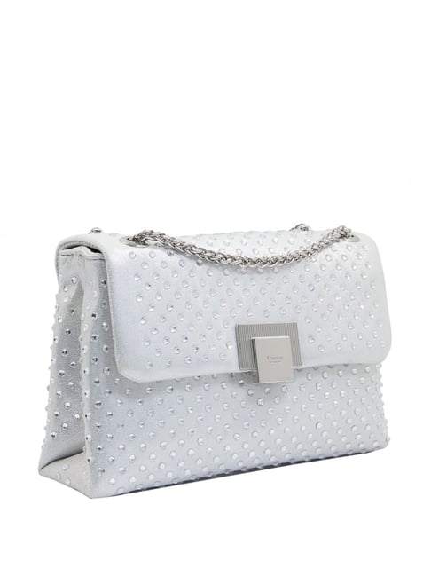 Buy DUNE LONDON Silver Embellished Medium Sling Handbag Online At Best