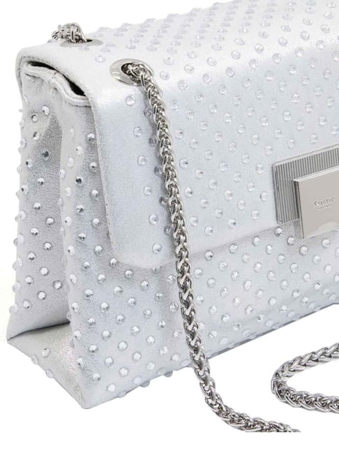 Buy DUNE LONDON Silver Embellished Medium Sling Handbag Online At Best