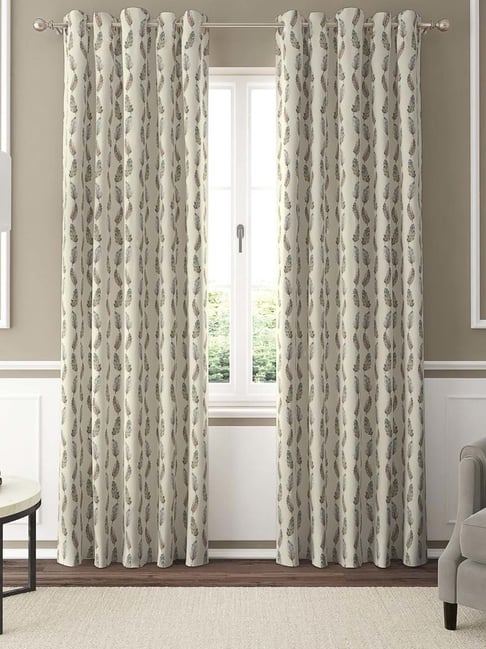 GM Meadow Prints Grommet Ivory Cotton 7 Ft. Door Curtain - Set of 2-picture-12