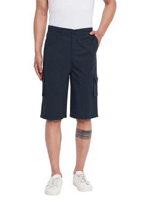 Hypernation Navy Regular Fit Cargo Shorts