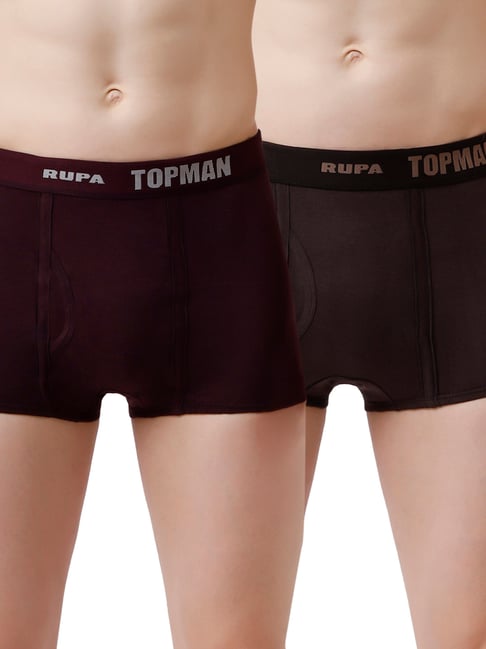 RUPA TOPMAN Assorted Regular Fit Trunks - Pack of 2