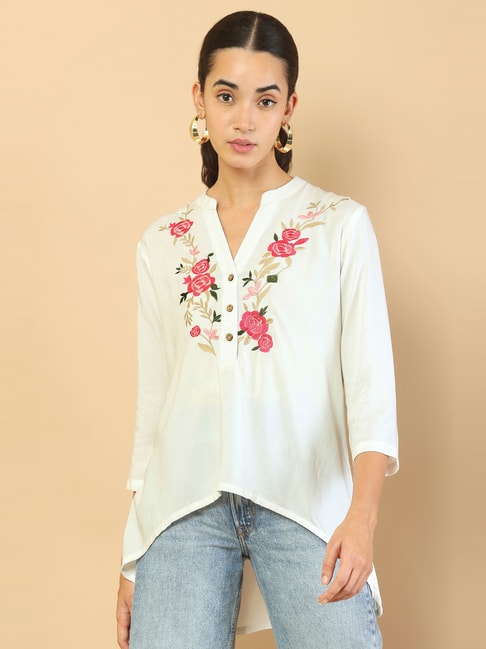 Soch Off-White Embroidered Tunic Price in India