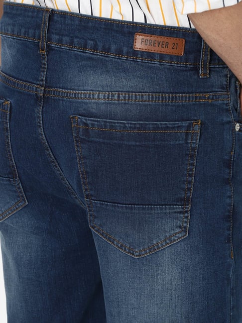 Buy Forever 21 Blue Regular Fit Denim Shorts for Men's Online