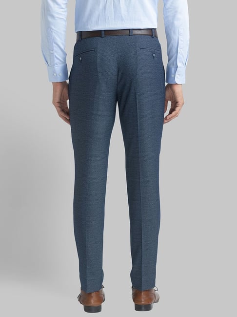 Dolphin Blue Textured Premium TerryRayon Pant For Men