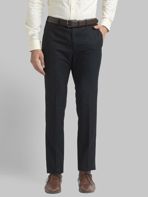 Textured Formal Trousers In Black B95 Wall