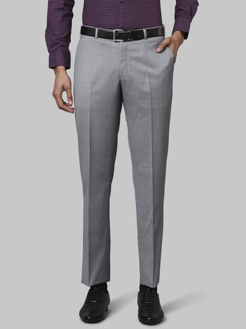 Buy Raymond Men Grey Regular Fit Solid Formal Trousers - Trousers for Men  2237922 | Myntra