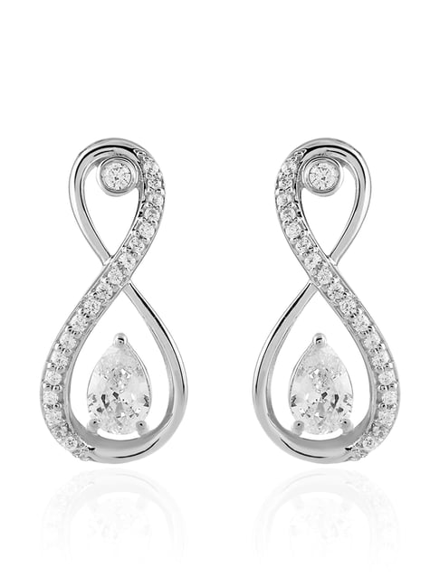 Clear 925 Sterling Silver .47 Carat Cubic Zirconia Round Stud Earrings