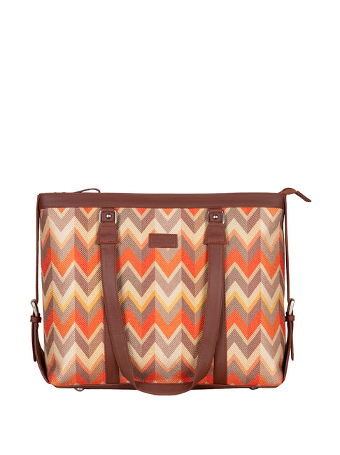 Womens Orange Printed Office Bags Vegan Leather for 15.6 Inch Laptop Price in India