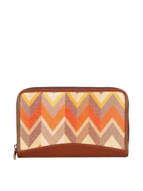 ZOUK Orange Printed Zip Around Wallet for Women-picture-29