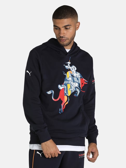 Buy Puma Navy Full Sleeves Hooded Sweatshirt for Men's Online