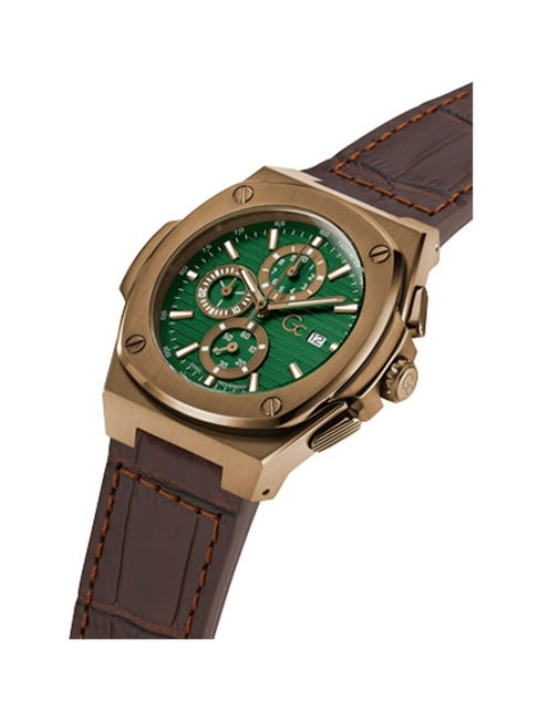 Buy GC Quartz Chronograph Green Round Men's Y99011G9MF Online At
