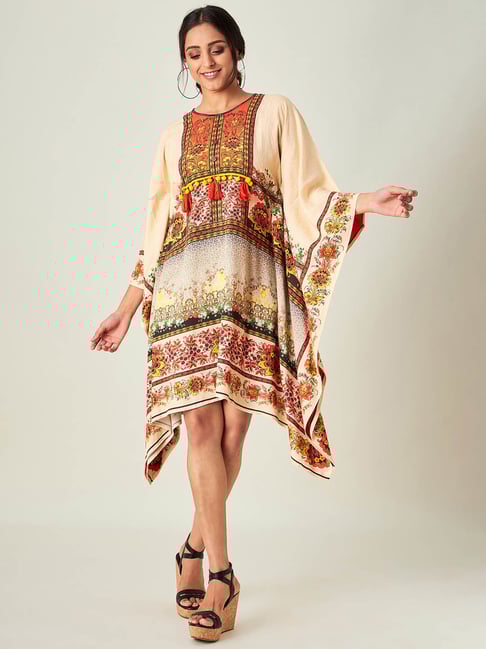 Buy The Kaftan Company Beige Printed Kaftan Dress for Women's