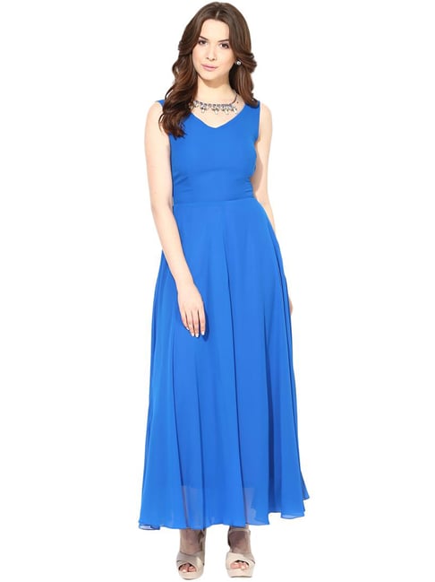 Buy Harpa Blue Sleeveless Maxi Dress for Women Online @ Tata CLiQ