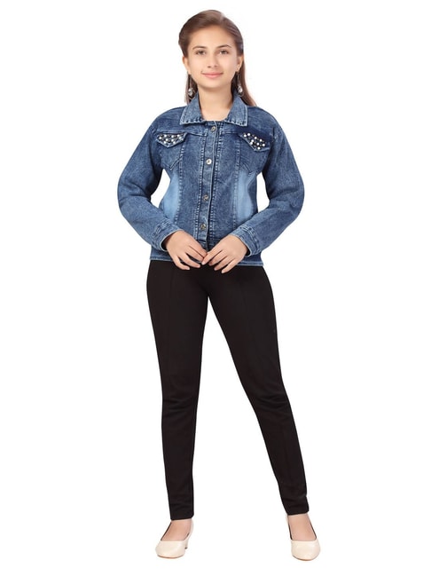 High quality sequin girls denim jackets pre-order – Western kids clothes