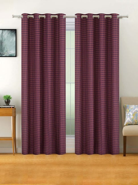 Klotthe Purple Cotton 7 Ft. Door Curtain - Set of 2