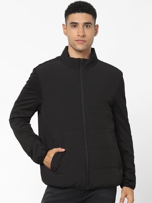 Buy Woods Black Regular Fit Leather Jacket for Men Online @ Tata CLiQ