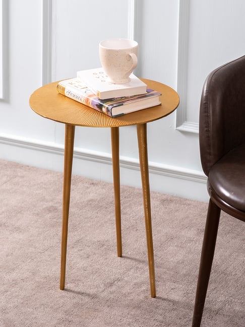 Netroots Printed Gold Aluminium Side Table - Set of 2-Nestroots-HomeFurnishing-TATA CLIQ