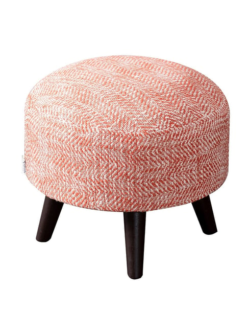 Netroots Printed Pink Cotton Foot Rest Ottoman-Nestroots-HomeFurnishing-TATA CLIQ