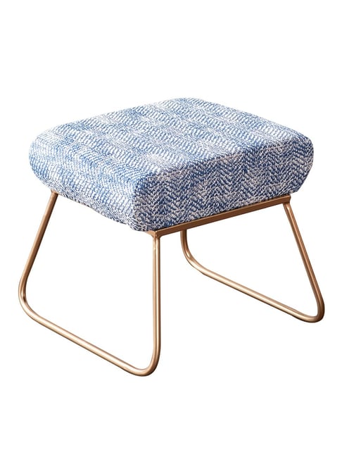 Netroots Printed Blue Cotton Foot Rest Ottoman-Nestroots-HomeFurnishing-TATA CLIQ