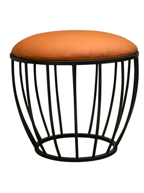 Netroots Solid Brown Leather Cage Puffy Pouffes Foot Stool Ottoman-Nestroots-HomeFurnishing-TATA CLIQ