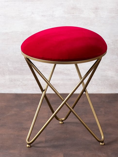 Nestroots Solid Maroon Velvet Puffy Pouffes Foot Stool Ottoman-picture-37