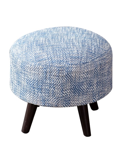 Netroots Printed Blue Cotton Foot Rest Ottoman-Nestroots-HomeFurnishing-TATA CLIQ