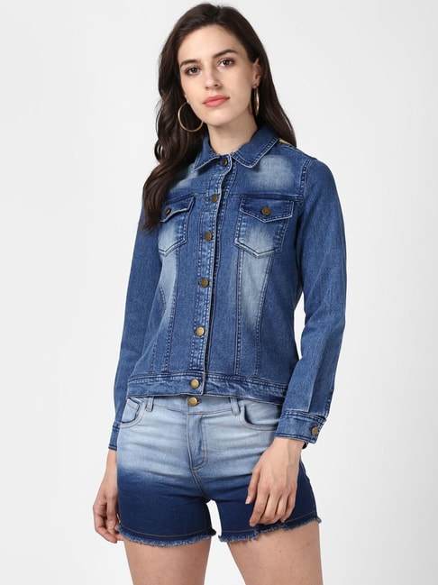 Graphic Patched Fashion Denim Jacket - Mizu Blue – SMOKERISENY.COM