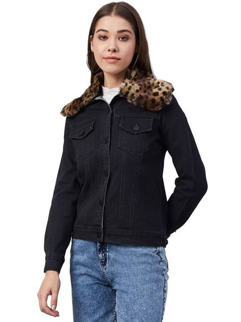 Buy online Fur Embellished Denim Jacket from jackets and blazers and coats  for Women by Showoff for ₹950 at 68% off | 2024 Limeroad.com