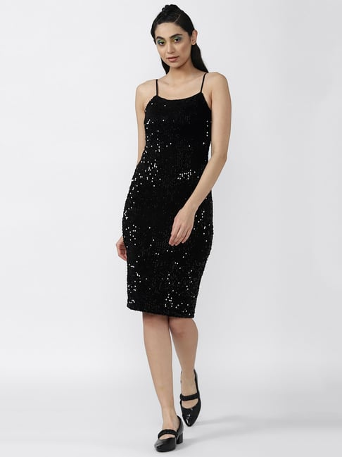 Forever 21 Black Embellished Bodycon Dress Price in India