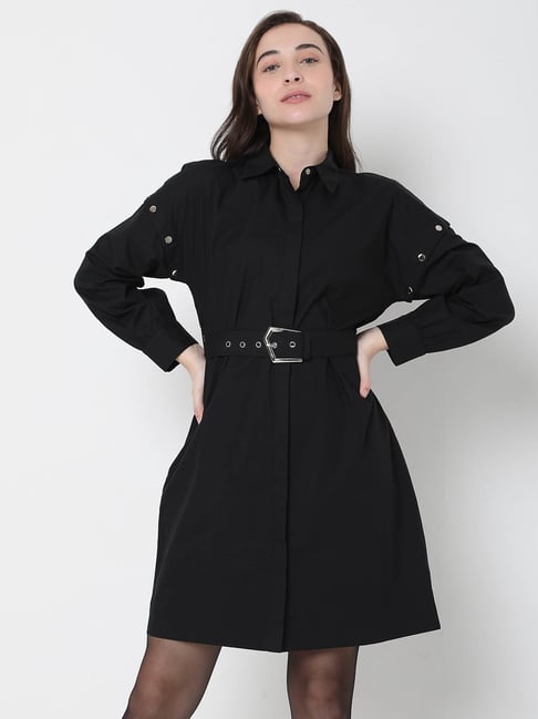 ASOS DESIGN satin oversized mini shirt dress in black | ASOS