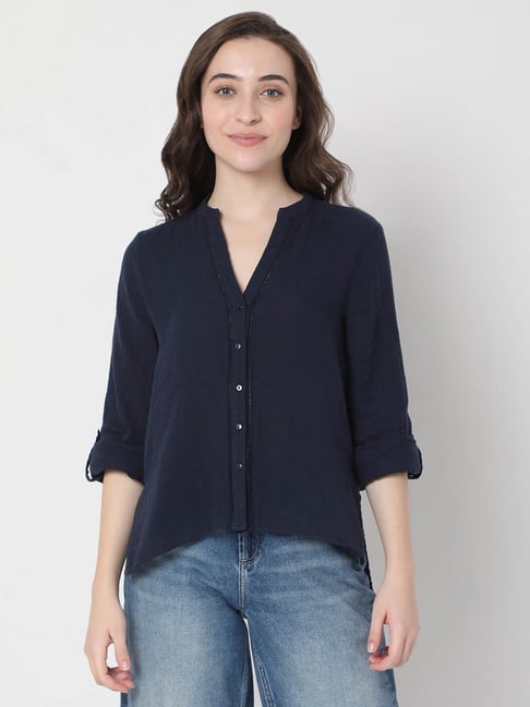 Vero Moda Navy Regular Fit Shirt Price in India