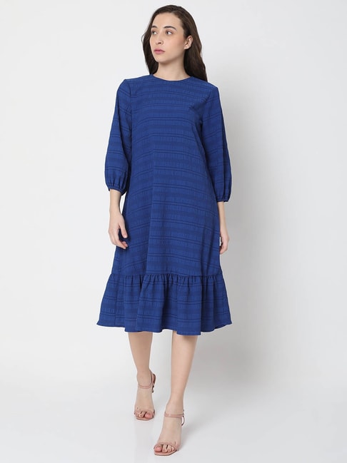 Vero Moda Blue Striped Midi Dress Price in India