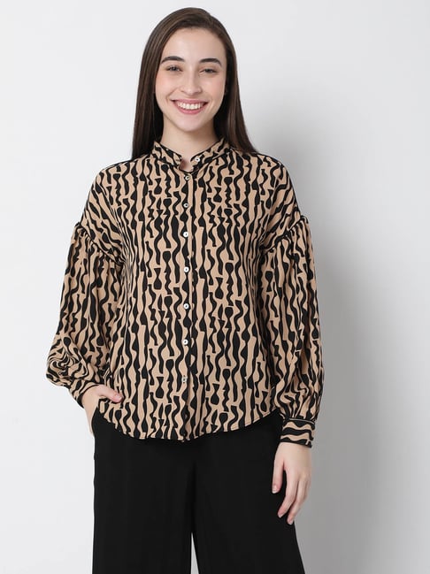 Vero Moda Brown & Black Printed Shirt Price in India