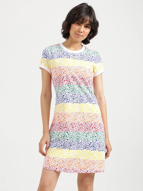 United Colors of Benetton Multicolor Printed T Shirt Dress Price in India