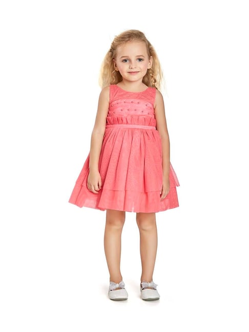 Peppermint Embroidered Cotton Blend Round Neck Girls Dress (Off White,  12-13 Y) : Amazon.in: Clothing & Accessories