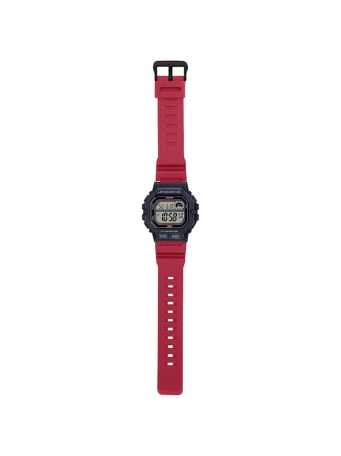 Casio Ws-1400H-4Avdf Orologio Unisex Digitale - Quadrante Grigio E Cinturino Rosso, Resistente 100m - 2