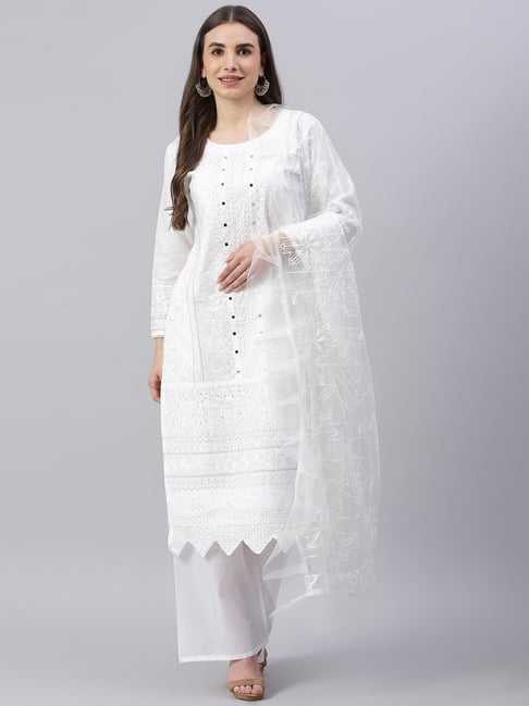 Buy White Cotton Festival Wear Sequins Work Dress Material Online From  Wholesale Salwar.