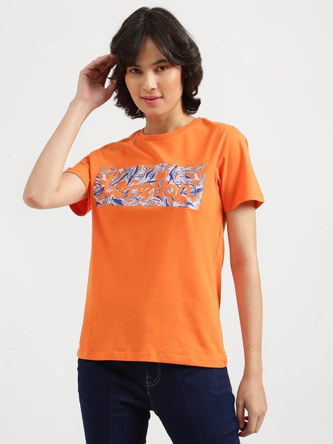 United Colors of Benetton Orange Printed T-Shirt