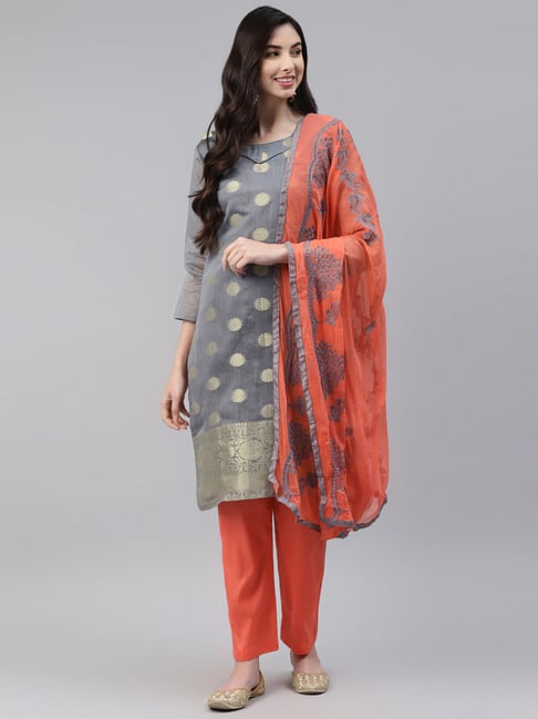 orange and grey dress Grey Orange Anarkali  Lakhina Couture