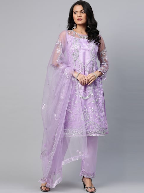Designer Chanderi Cotton Embroidery Worked Dress Mterial