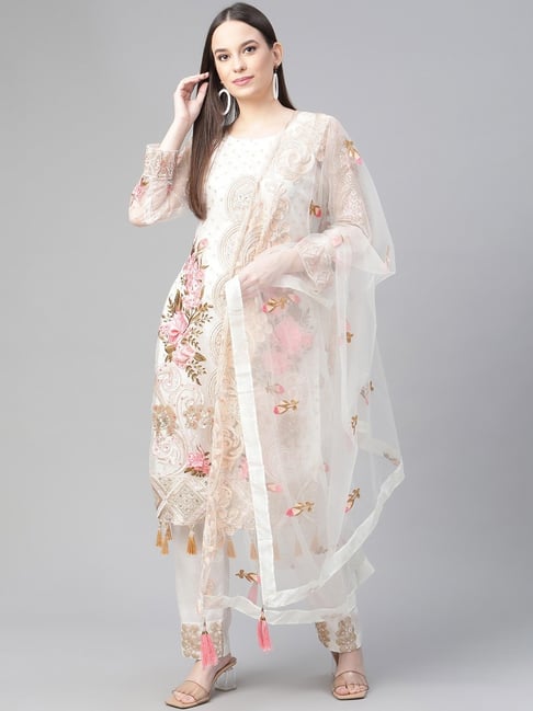 White Price Dress Material - Buy White Price Dress Material online in India
