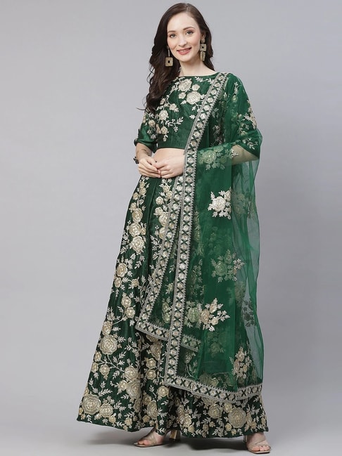 READIPRINT FASHIONS Green Embellished Lehenga Choli Set With Dupatta