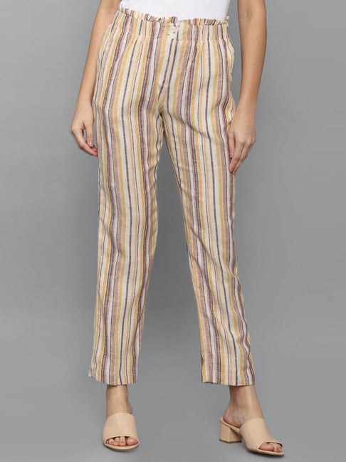 Allen Solly Beige Striped Trouser