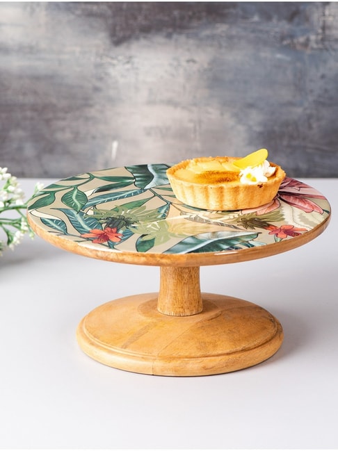 Buy Round White Marble & Wooden Cake Stand For Serveware & Kitchen Online -  Ikiru