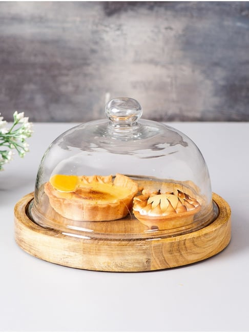 Buy online Wooden Cake Platter With Glass Dome from Serveware for Unisex by  Deziworkz for ₹1899 at 31% off | 2024 Limeroad.com