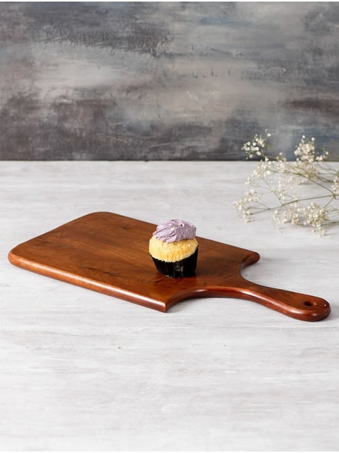 Nestroots Wooden Serving Platter for Snack Platter with Long Handle  Rectangular Tray Cheese Board