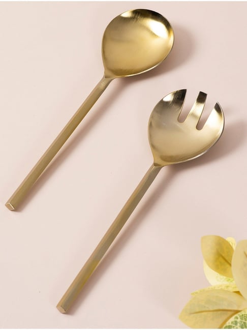 Nestroots Solid Gold Stainless Steel Serving Cutlery - Set of 2-picture-32