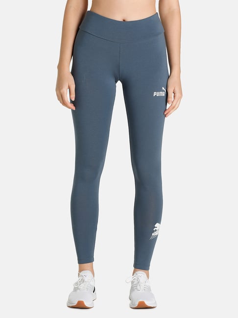 Puma Grey Cotton Mid Rise Leggings