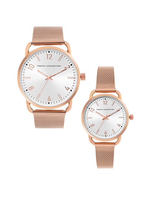 French Connection Analog Silver Dial Pair Watch - FCN00011C