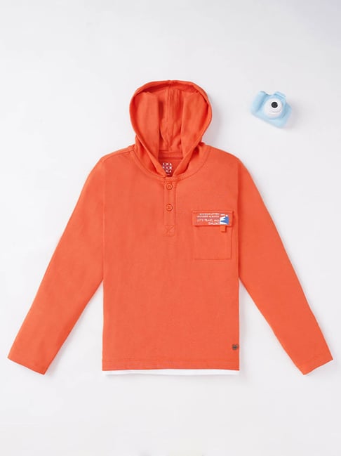 Ed-a-Mamma Kids Orange Solid Full Sleeves T-Shirt-image-18